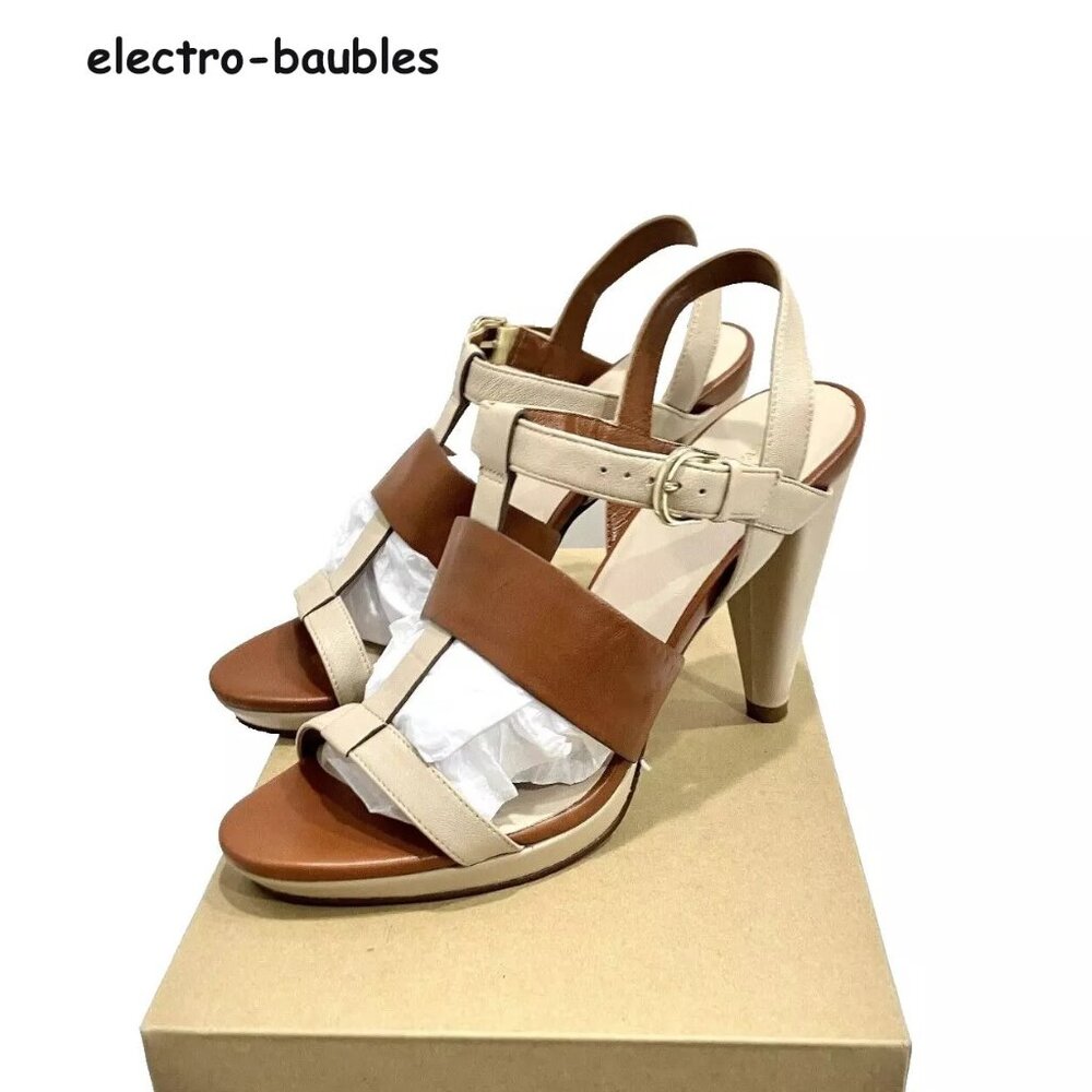 Cole Haan Whitney Two Tone Leather Platform Sandals Size 8B - Worn 1x